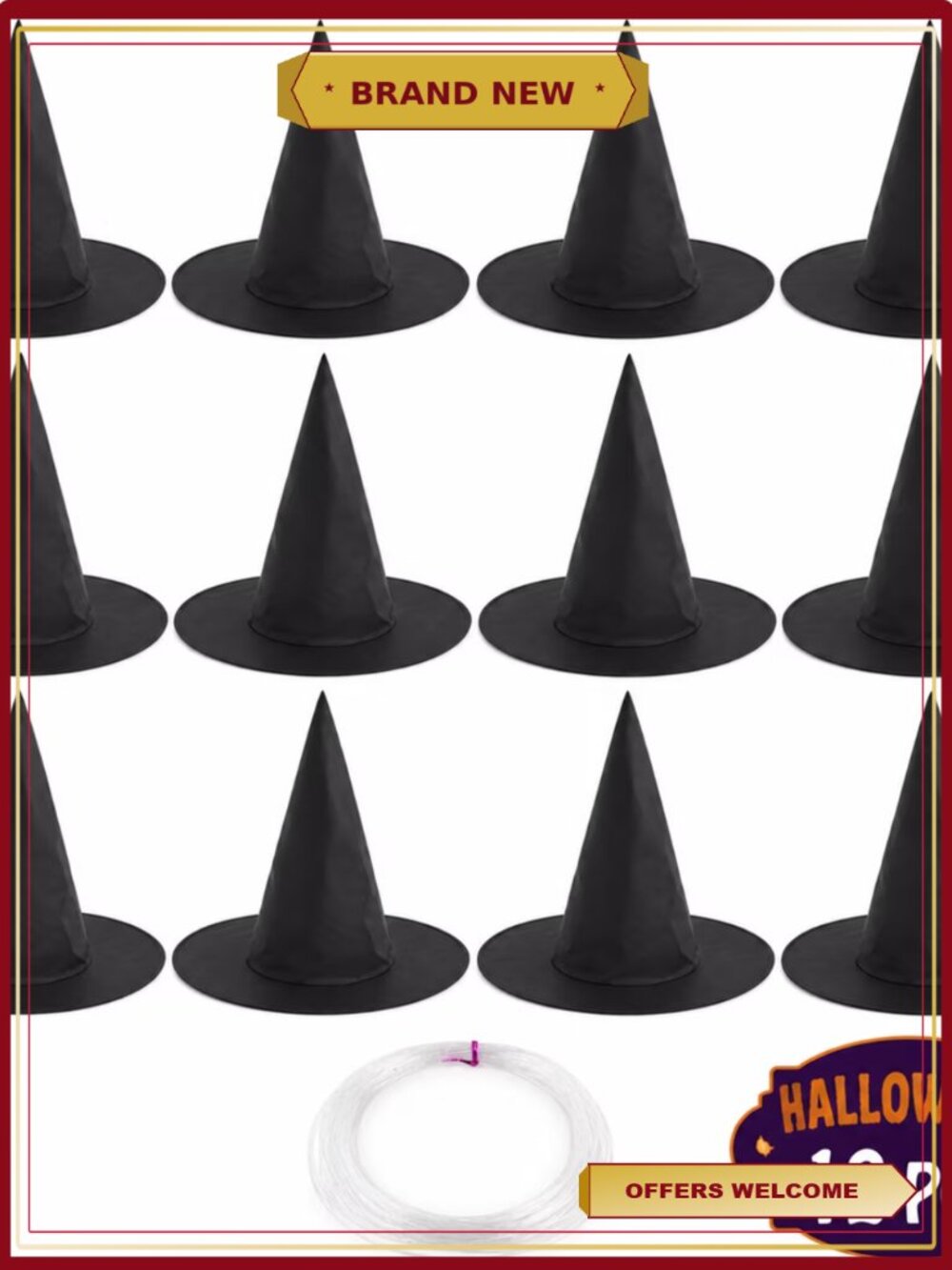 Set of 12 Hanging Witch Hats Halloween Decorations Indoor Outdoor Spooky Party